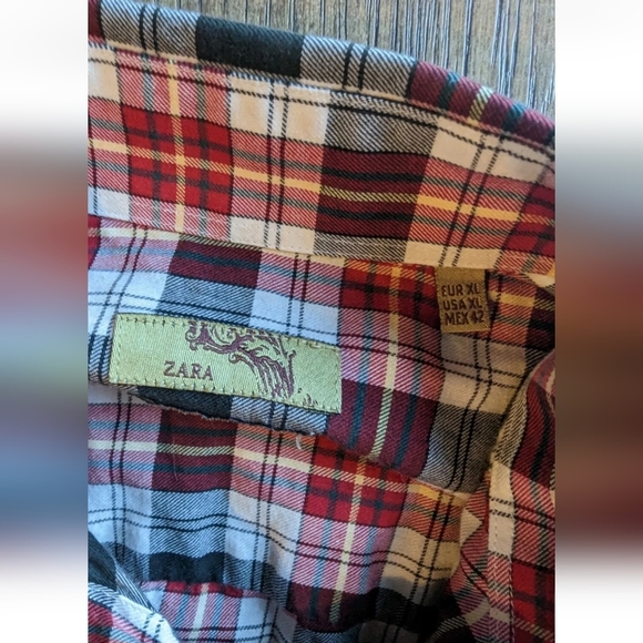 Zara Men’s Textured Long Sleeve Shirt Multicolor Plaid Print Stripes Size XL. - Picture 4 of 13